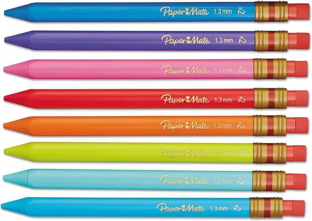 Alt view image 4 of 6 - Paper Mate 1862168 Mates Mechanical Pencils, 1.3 mm, Assorted, 8/Pk