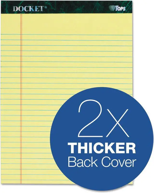 Alt view image 6 of 20 - TOPS Docket Ruled Perforated Pads 8 1/2 x 11 3/4 Canary 50 Sheets 6/Pack 63406