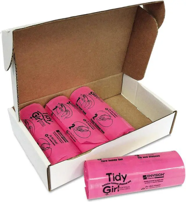 Alt view image 10 of 16 - Stout Tidy Girl Feminine Hygiene Sanitary Disposal Bags 150/Roll 4 Rolls/Carton