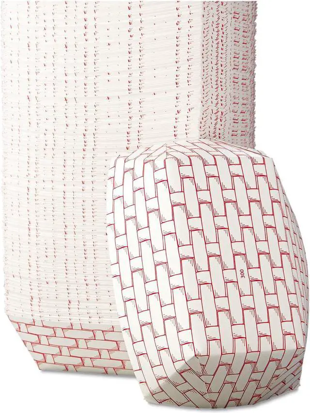Alt view image 8 of 9 - Boardwalk 30LAG300 Paper Food Baskets, 3lb Capacity, Red/White, 500/Carton, 1 Carton