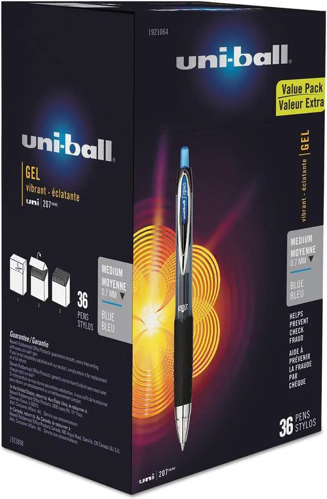Alt view image 11 of 15 - uni-ball Signo 207 Retractable Gel Pen Blue Ink 0.7mm 36/Box 1921064