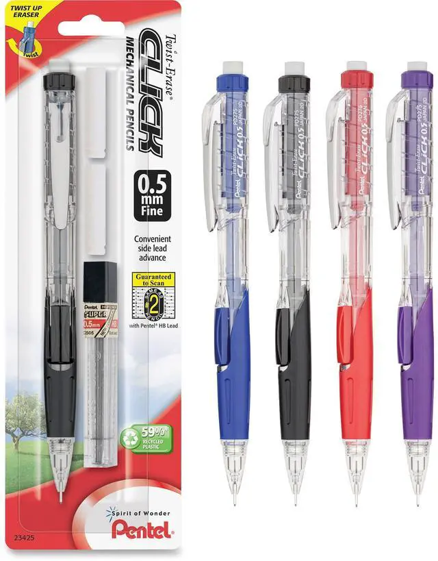 Alt view image 4 of 4 - Pentel PD275TLEBP Twist Erase Click Mechanical Pencil #2, HB Pencil Grade - 0.5 mm Lead Size - Transparent Barrel - 1 / Pack