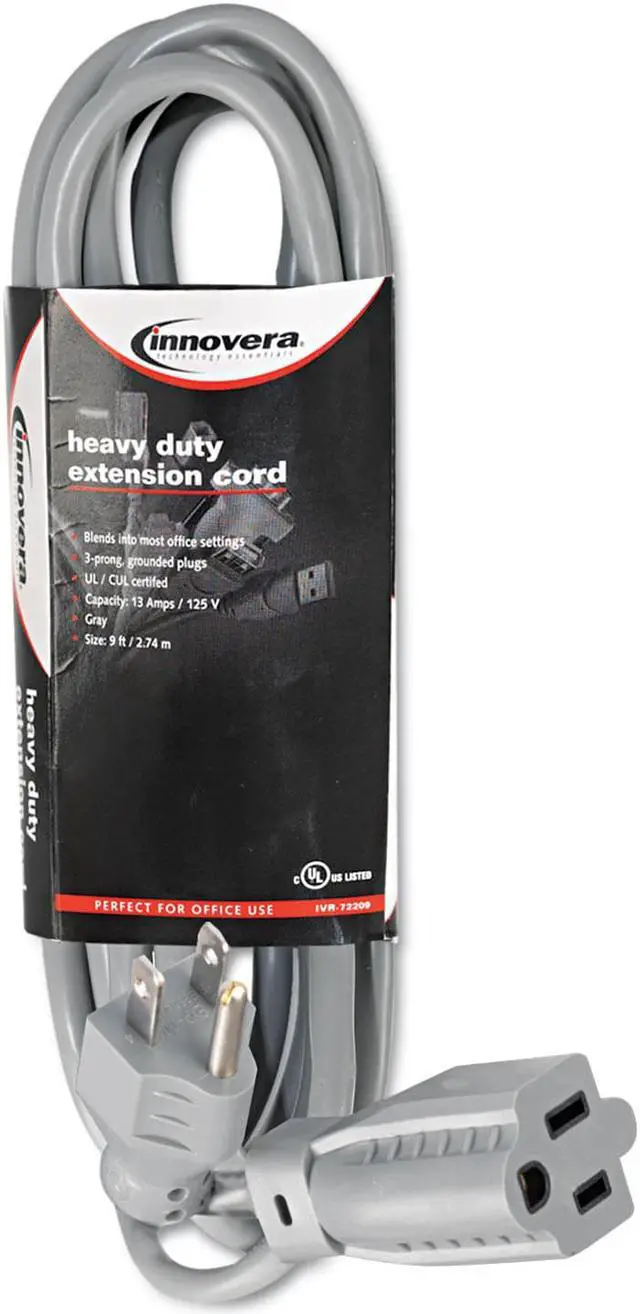 Alt view image 17 of 19 - Innovera Indoor Heavy-Duty Extension Cord, 9ft, Gray 72209