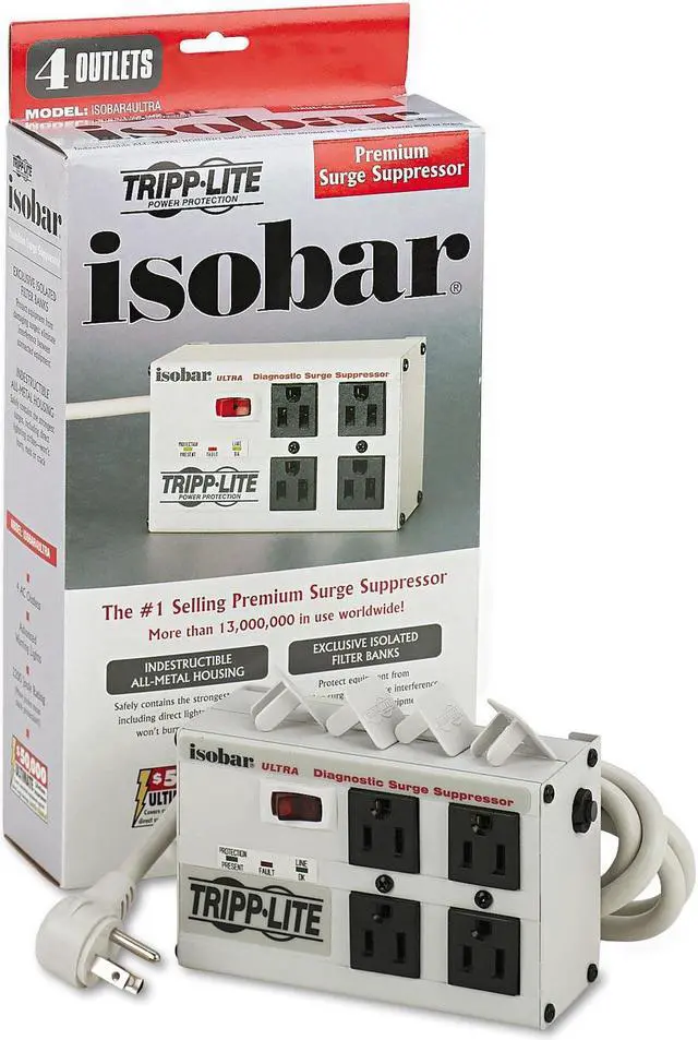 Alt view image 14 of 15 - TRIPP LITE ISOBAR4ULTRA 6 Feet 4 Outlets 3330 Joules Surge Suppressor