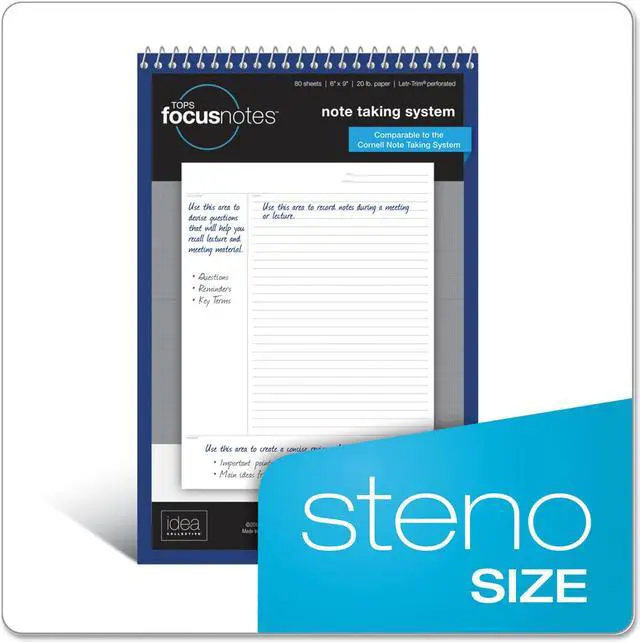 Alt view image 4 of 20 - Tops Focusnotes Steno Pad, Pitman Rule, Blue Cover, 80 White 6 X 9 Sheets 90222