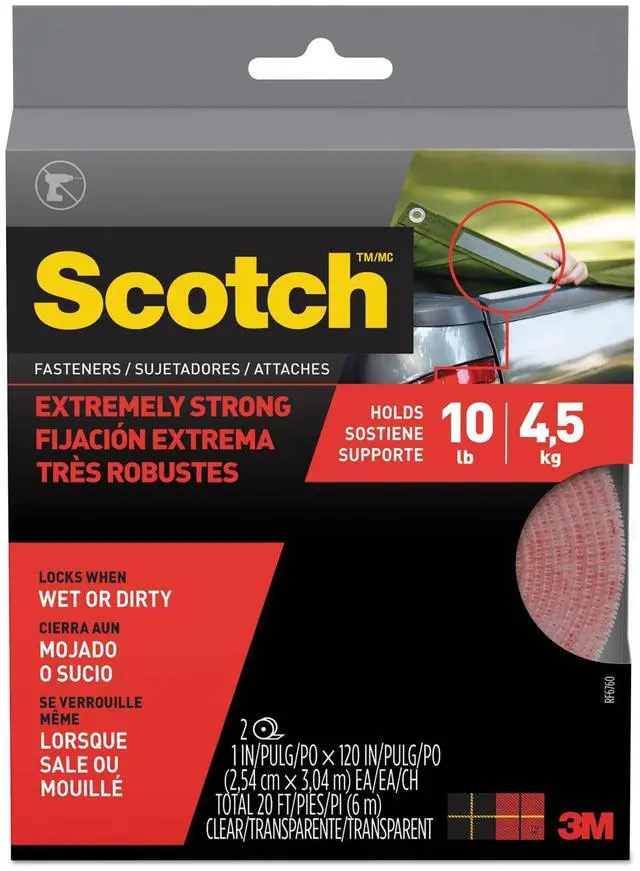 Alt view image 7 of 17 - 3M Scotch RF6760 Extreme Fasteners, Clear, 1" x 10 ft