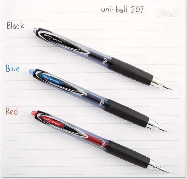 Alt view image 15 of 15 - uni-ball Signo 207 Retractable Gel Pen Blue Ink 0.7mm 36/Box 1921064