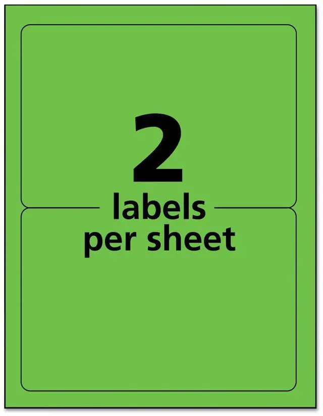 Alt view image 10 of 14 - Avery Neon Shipping Label Laser 5 1/2 x 8 1/2 Neon Green 200/Box 5952