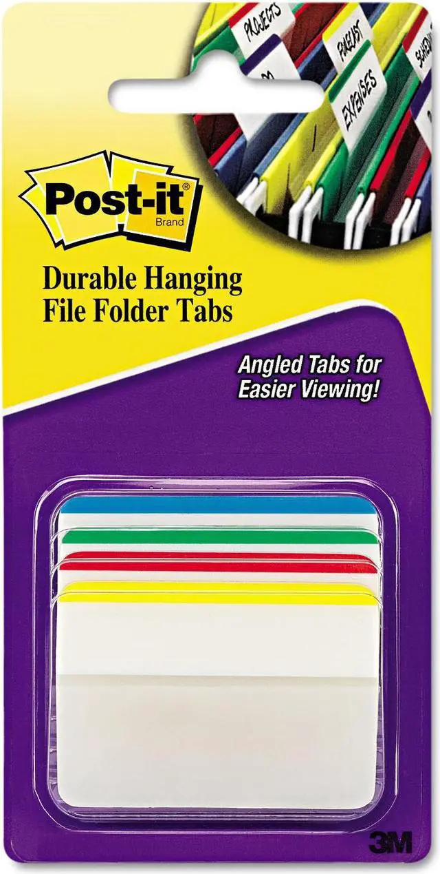 Alt view image 19 of 20 - 3M 686A1 Hanging File Tabs  Blue/Green/Red/Yellow  6 Flags/Color  24 Flags Pack