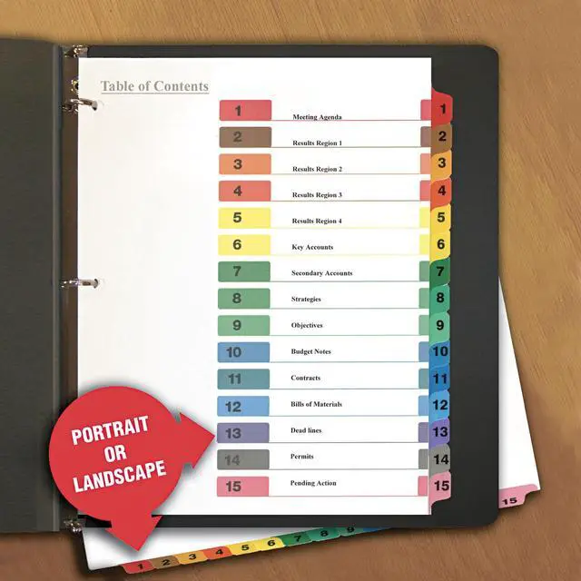 Alt view image 4 of 10 - UNIVERSAL Table of Contents Dividers Assorted Color 8-Tab 1-8 Letter White 6/PK