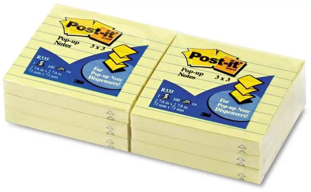 Alt view image 17 of 20 - 3M R335YW Pop-Up Note Refills 3 x 3 Canary Yellow Six 100-Sheet Pads Pack