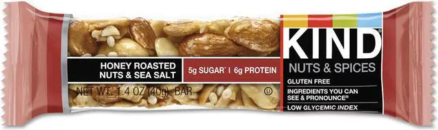 Alt view image 6 of 10 - Kind Nuts and Spices Bar Honey Roasted Nuts/Sea Salt 1.4 oz Bar 12/Box 19990