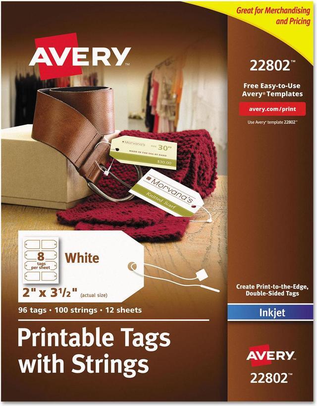 Alt view image 18 of 20 - Avery Printable Rectangular Tags with Strings 2 x 3 1/2 White 96/Pack 22802
