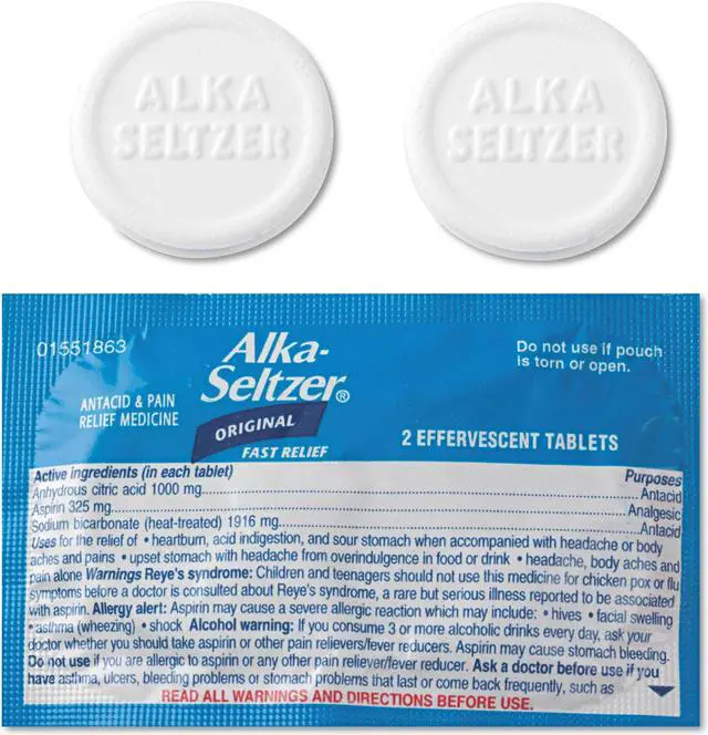 Alt view image 5 of 5 - Alka-Seltzer Antacid and Pain Relief Medicine Two-Pack 50 Packs/Box BXAS50