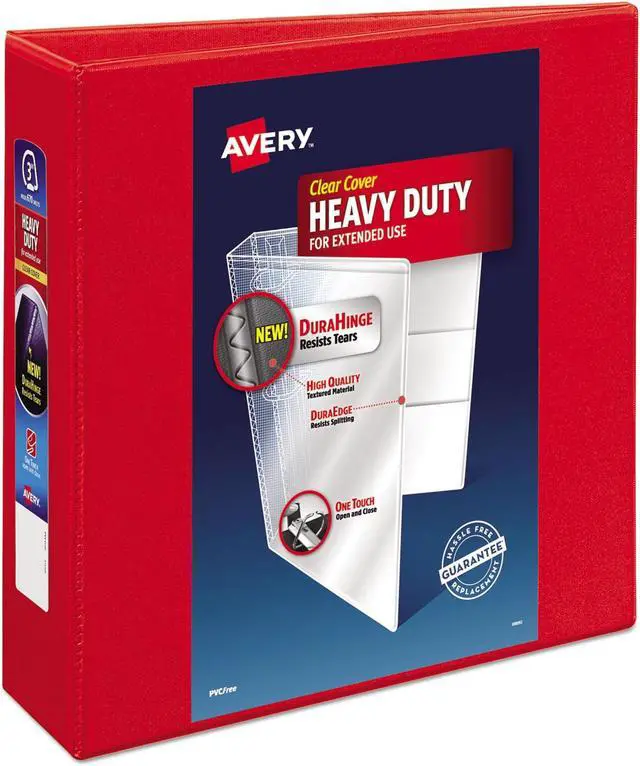 Alt view image 5 of 20 - Avery Heavy-Duty View Binder w/Locking 1-Touch EZD Rings 3" Cap Red 79325