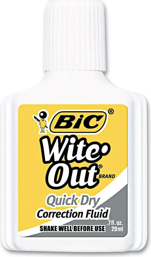 Alt view image 19 of 20 - Bic Wite-Out Quick Dry Correction Fluid 20 ml Bottle White 3/Pack WOFQD324