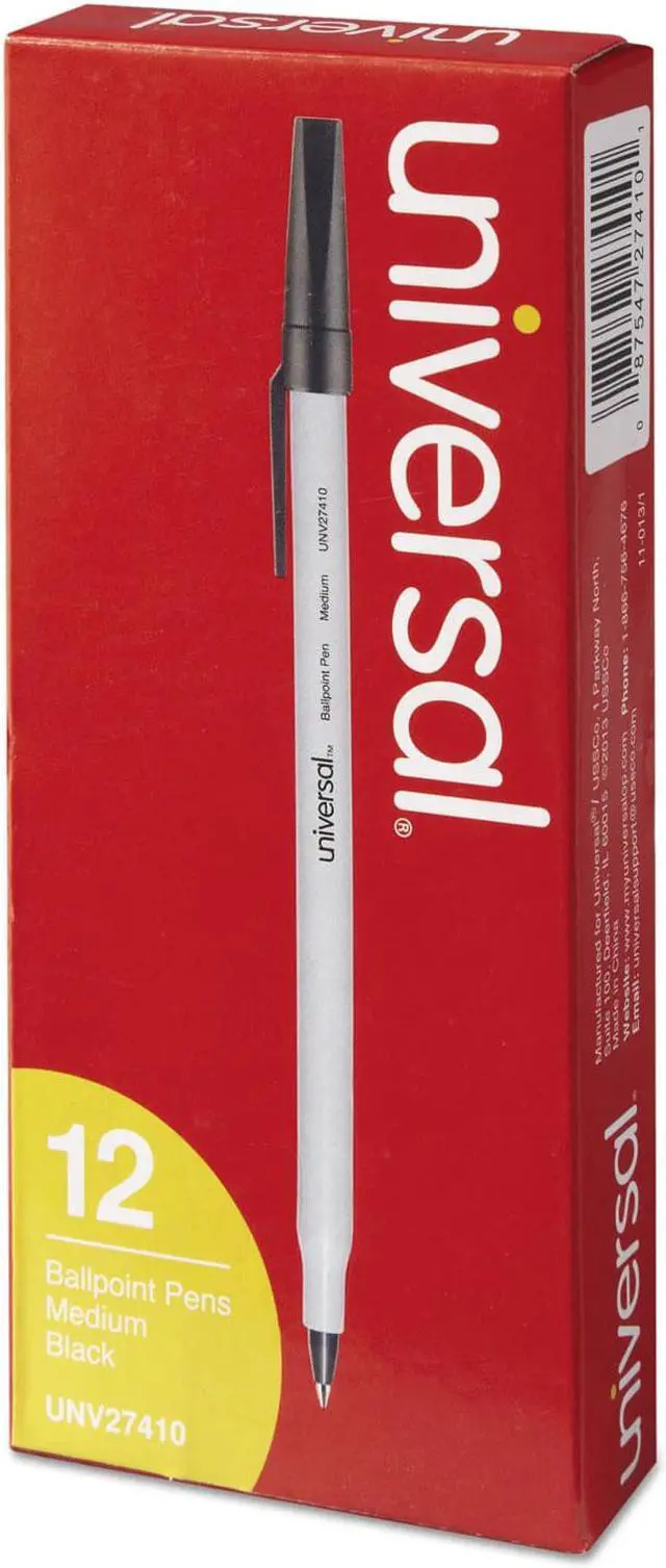 Alt view image 9 of 12 - UNIVERSAL Economy Ballpoint Stick Oil-Based Pen Black Ink Medium Dozen 27410