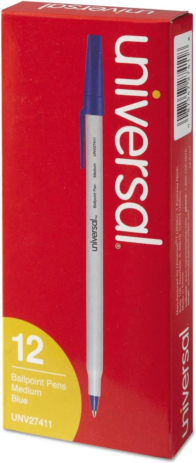 Alt view image 10 of 13 - UNIVERSAL Economy Ballpoint Stick Oil-Based Pen Blue Ink Medium Dozen 27411