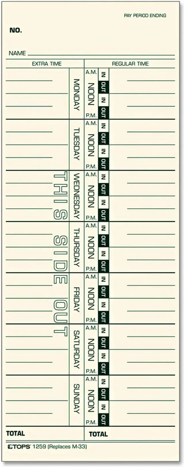 Alt view image 10 of 11 - Tops Time Card for Acroprint/IBM/Lathem/Simplex Weekly 3 1/2 x 9 100/Pack 12593