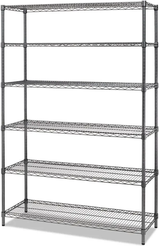 Alt view image 9 of 19 - Alera - 6TCOM4818BA - Commercial Wire Shelving, Six-Shelf, 48w x 18d x 72h, Black Anthracite