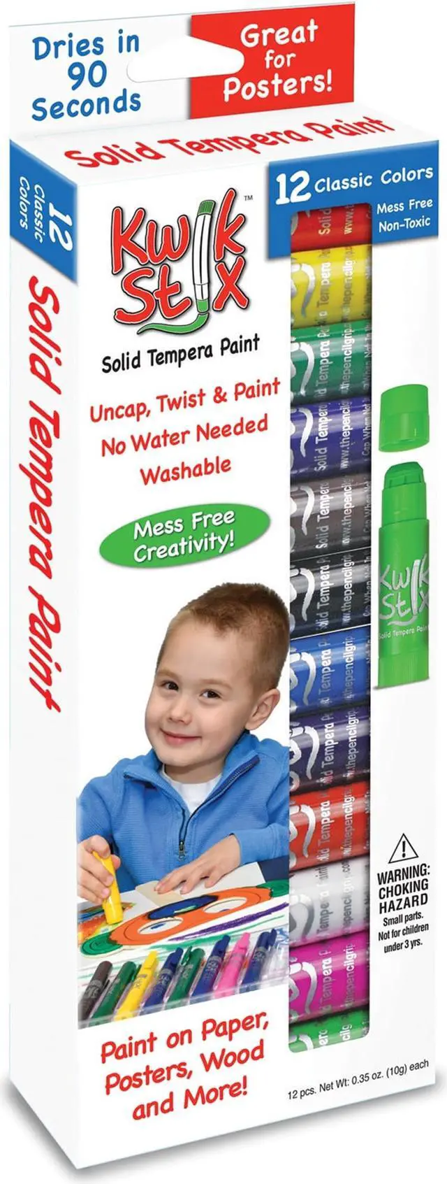 Alt view image 7 of 10 - The Pencil Grip Kwik Stix Solid Tempera Paint Sticks 12/PK Ast 602