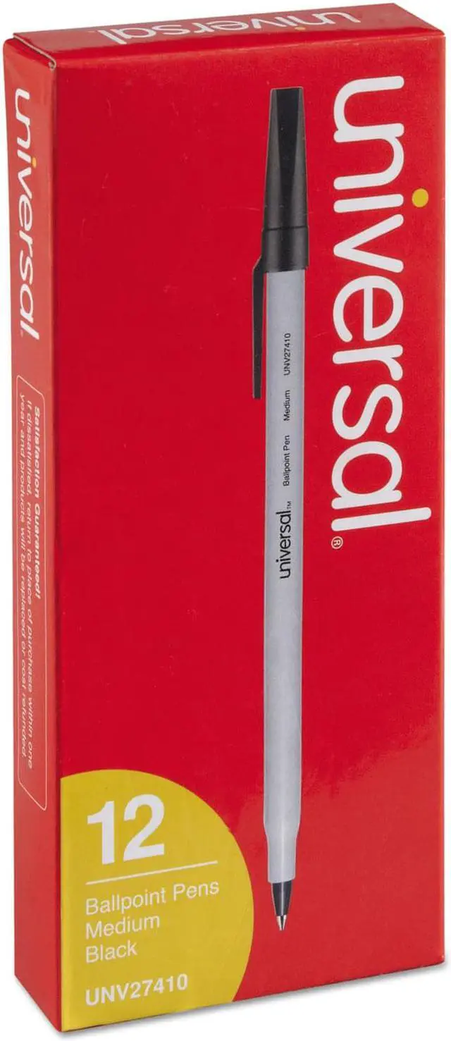 Alt view image 3 of 12 - UNIVERSAL Economy Ballpoint Stick Oil-Based Pen Black Ink Medium Dozen 27410