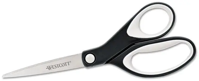Main image of Westcott Straight KleenEarth Soft Handle Scissors 8" Long Black/Gray 15588