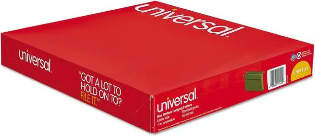 Alt view image 12 of 13 - UNIVERSAL One Inch Box Bottom Hanging Folder Pressboard Letter Standard Green 25