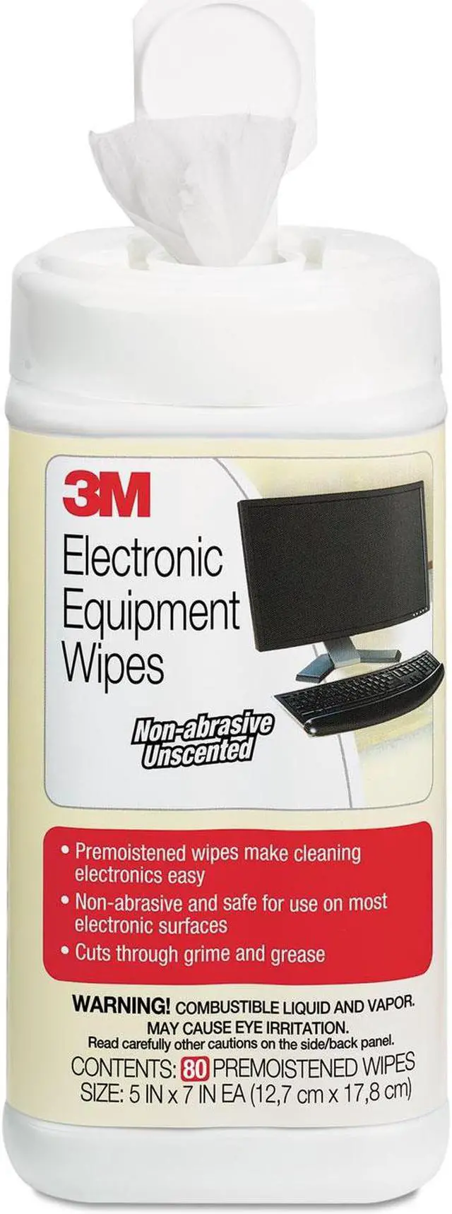 Alt view image 8 of 13 - 3M Electronic Equipment Cleaning Wipes 5 1/2 x 6 3/4 White 80/Canister CL610