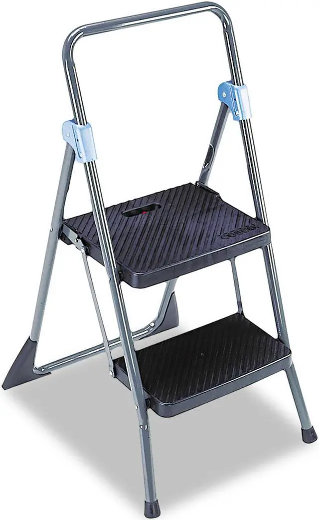 Alt view image 2 of 7 - Cosco Commercial 2-Step Folding Stool 300 lb Capacity Gray (CSC11829GGB)