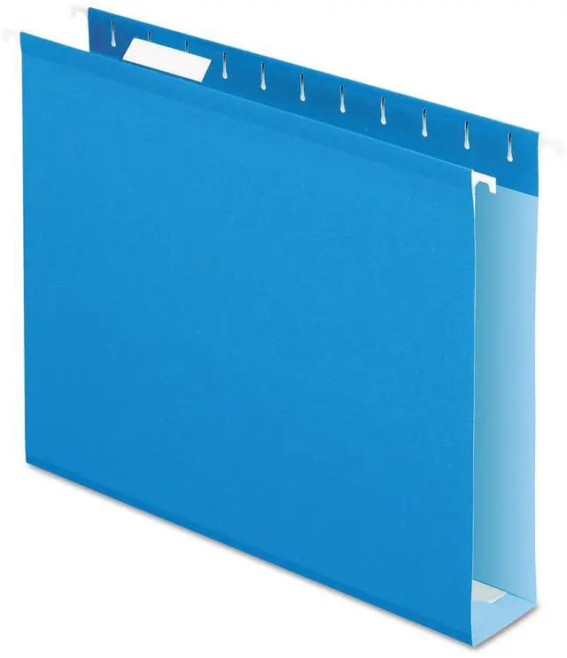 Main image of Pendaflex Reinforced 2" Extra Capacity Hanging Folders 1/5 Tab Letter Blue 25/Box 4152X2BLU
