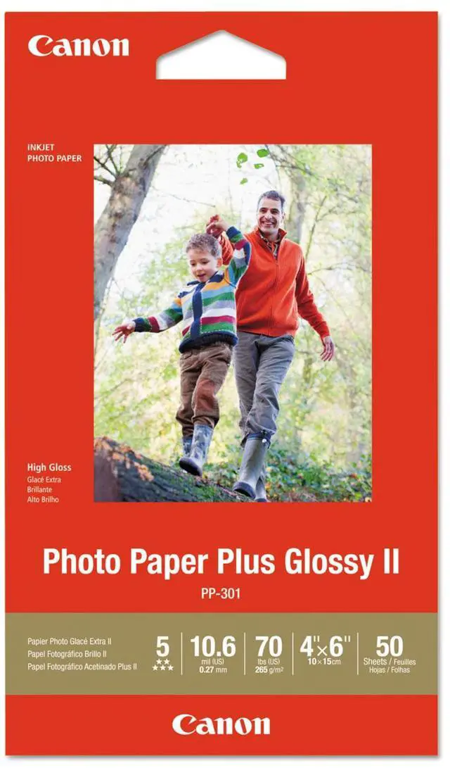 Alt view image 5 of 9 - Canon Photo Paper Plus Glossy Ii, 4 X 6, Glossy White, 50/Pack 1432C005
