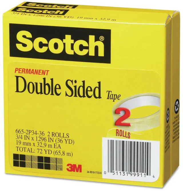 Alt view image 12 of 16 - Scotch Double-Sided Tape 3/4" x 1296" 3" Core Transparent 2/Pack 6652P3436