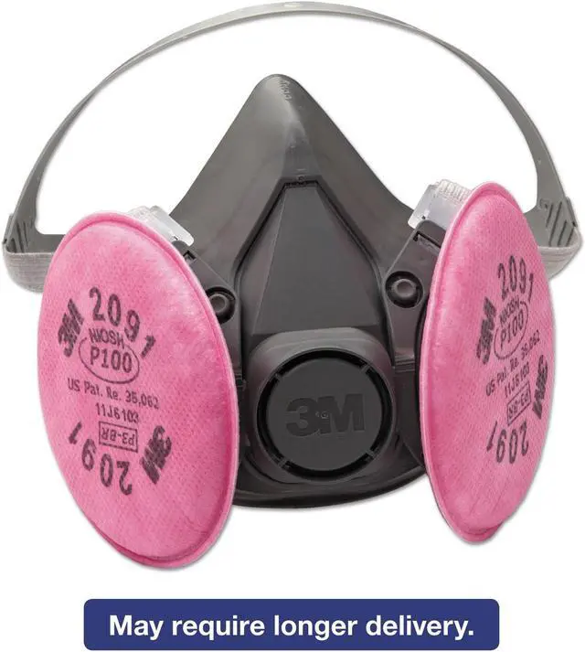 Alt view image 14 of 17 - 3M 07002 Half Facepiece Respirator 6291, Medium w/ Particulate Filters