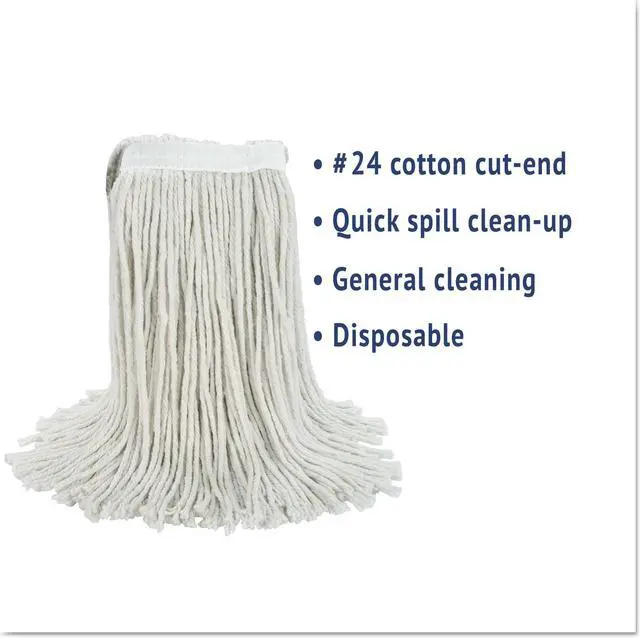 Alt view image 3 of 14 - Boardwalk Cut-End Wet Mop Head Cotton No. 24 White 12/Carton 2024CCT