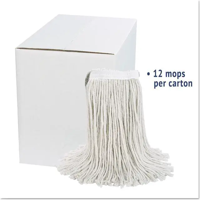 Alt view image 2 of 14 - Boardwalk Cut-End Wet Mop Head Cotton No. 24 White 12/Carton 2024CCT