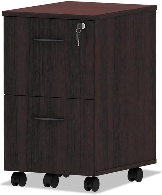 Alt view image 2 of 14 - Alera Valencia Series Mobile File/File Pedestal, 15 3/8 x 20 x 26 5/8, Mahogany