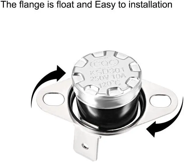 Alt view image 2 of 4 - KSD301 Thermostat, Temperature Controller 120°C 10A Normally Closed N.C 6.3mm Pin 2pcs