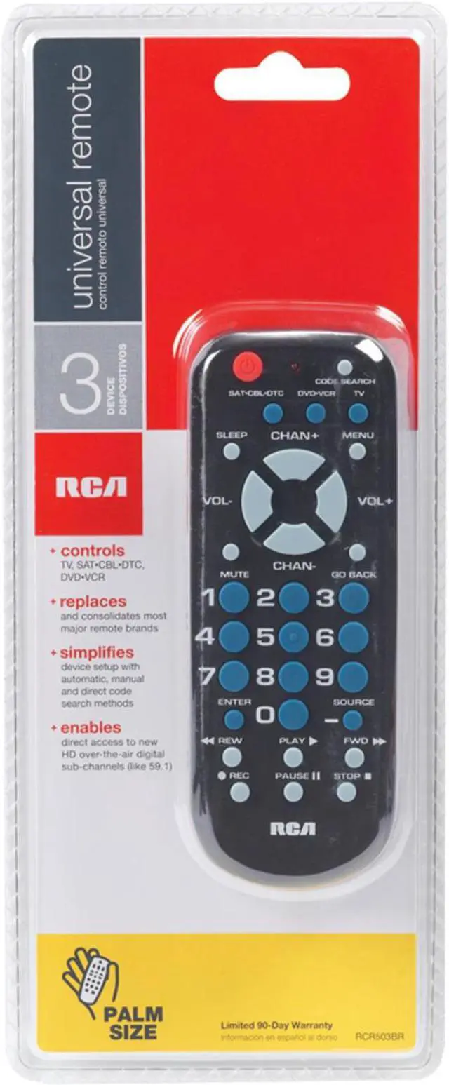 Main image of RCA RCR503BR 3-Device Palm-Sized Universal Remote