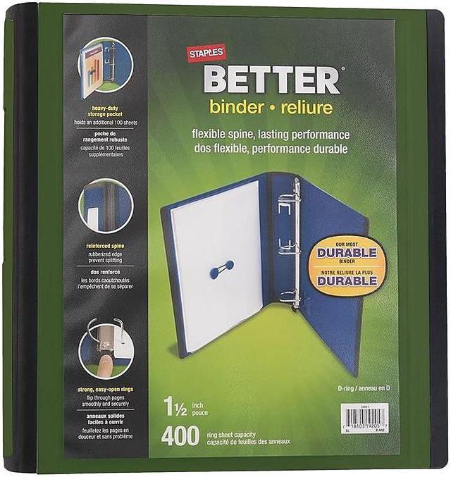  STAPLES 3 Inch BetterView Binder with D-Rings (Teal) : Office  Products