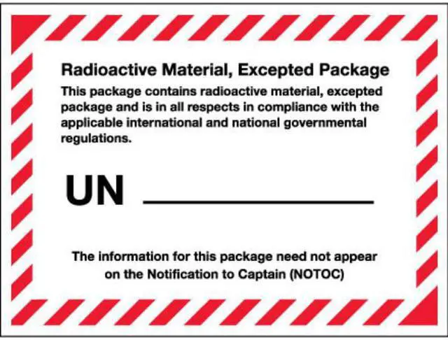 Main image of Tape Logic Labels "Radioactive Material Excepted Package" 4 3/8" x 3 1/4" Bl