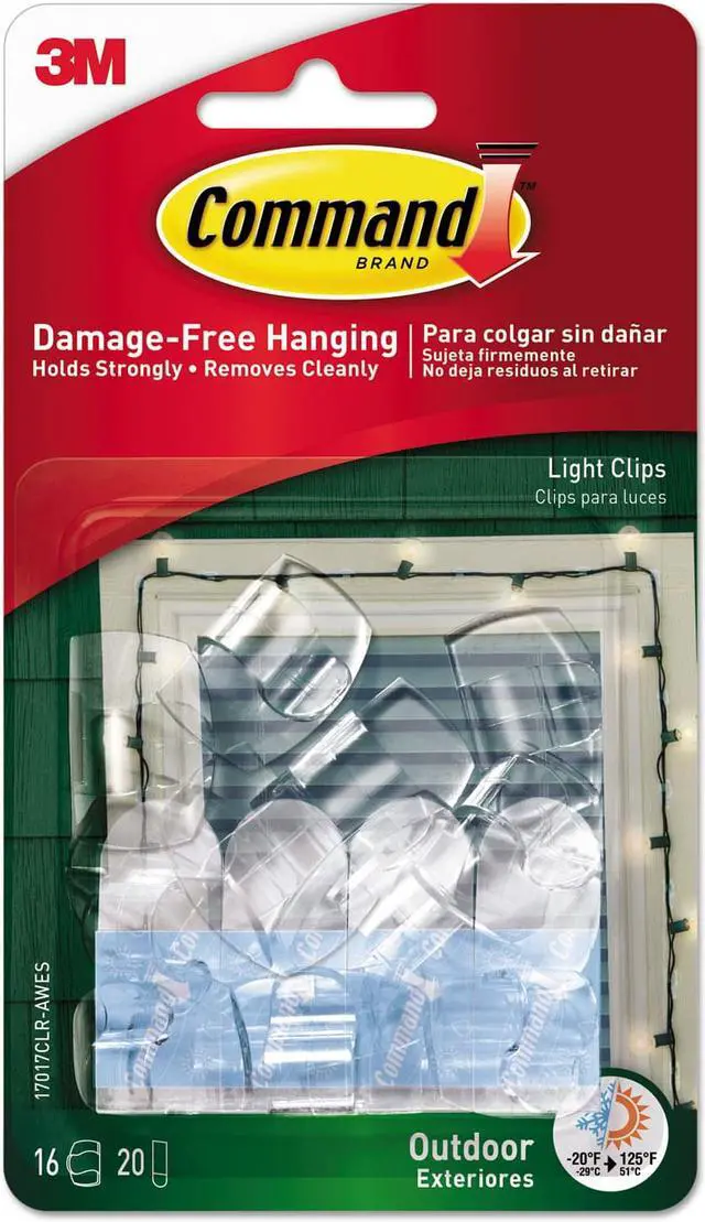 Alt view image 2 of 20 - Command Clear Outdoor Light Clips with Foam Strips (16-Pack) 17017CLR-AWES