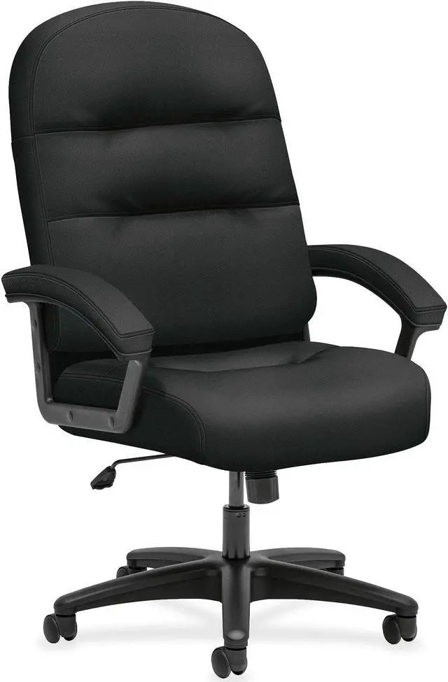Alt view image 2 of 6 - HON Pillow-Soft High-Back Chair - Fabric Black, Plush, Memory Foam Seat - Fiber Black, Fabric Back - 26.3" Width x 29.8"