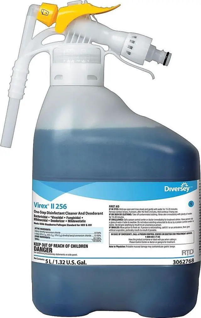 Alt view image 3 of 3 - DIVERSEY 3062768 Virex II 256 Disinf Cleanr,5L,Mint
