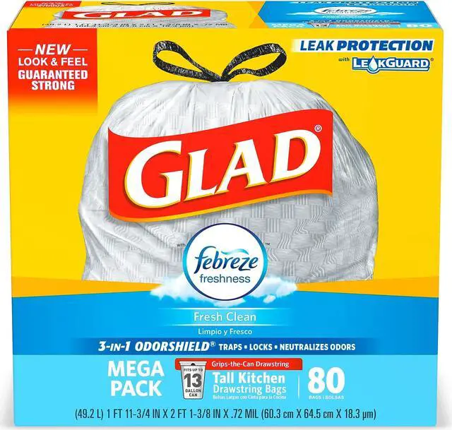 Alt view image 6 of 8 - Tall Kitchen Bags Drawstring 13gal. 80BG/BX Fresh Clean