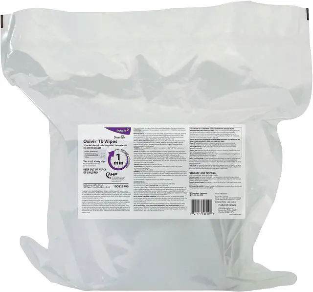 Alt view image 2 of 4 - Diversey Oxivir TB Disinfectant Wipes Refill, 11 x 12, Unscented, White, 160 Wipes/Refill Pouch, 4 Refill Pouches/Carton DVO100823906