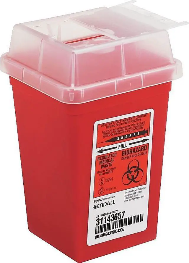 Alt view image 7 of 7 - Impact Sharps Container 6.75"x5"x4.5" 1QT Red 7350