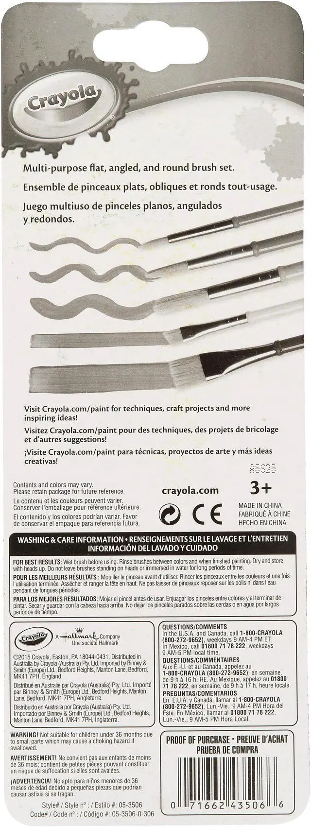 Alt view image 10 of 20 - Crayola Llc 05-3506 5 Pack Assorted Colors Crayola Paint Brush Set