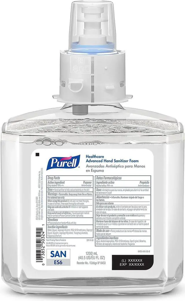 Alt view image 5 of 10 - Purell® Healthcare Advanced Unscented Foam Hand Sanitizer Refill, ES6, 40.58 Oz
