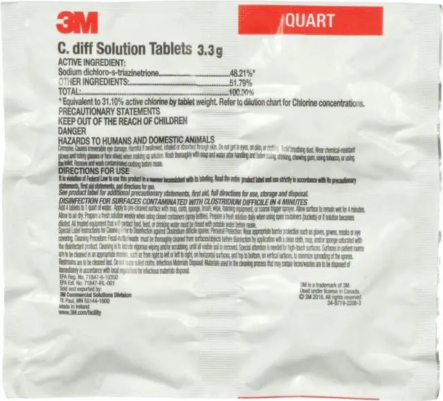 Main image of 3M C. Diff Solution Tablets Quart Size 140 85938